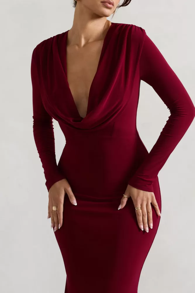 Abito Lungo Autunno/Inverno 2023 - Scollo Avvolgente Manica Lunga Club L London - Tonalità Morena con Design Cuore Elegante - Prezzo Imbattibile