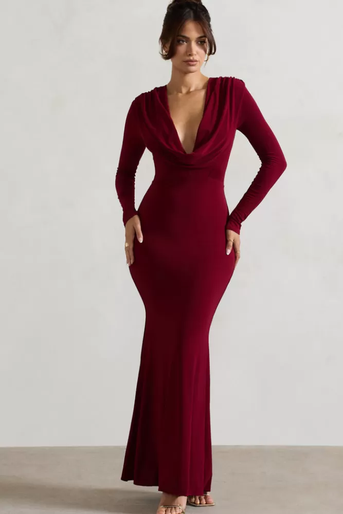Abito Lungo Autunno/Inverno 2023 - Scollo Avvolgente Manica Lunga Club L London - Tonalità Morena con Design Cuore Elegante - Prezzo Imbattibile