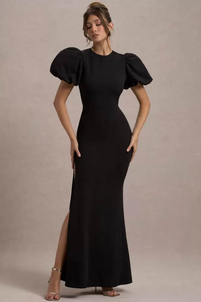 Abito Lungo con Maniche a Sbuffo Nero · Stile Romantico Club L London · Edizione Speciale a Prezzo Sorprendente ❤️