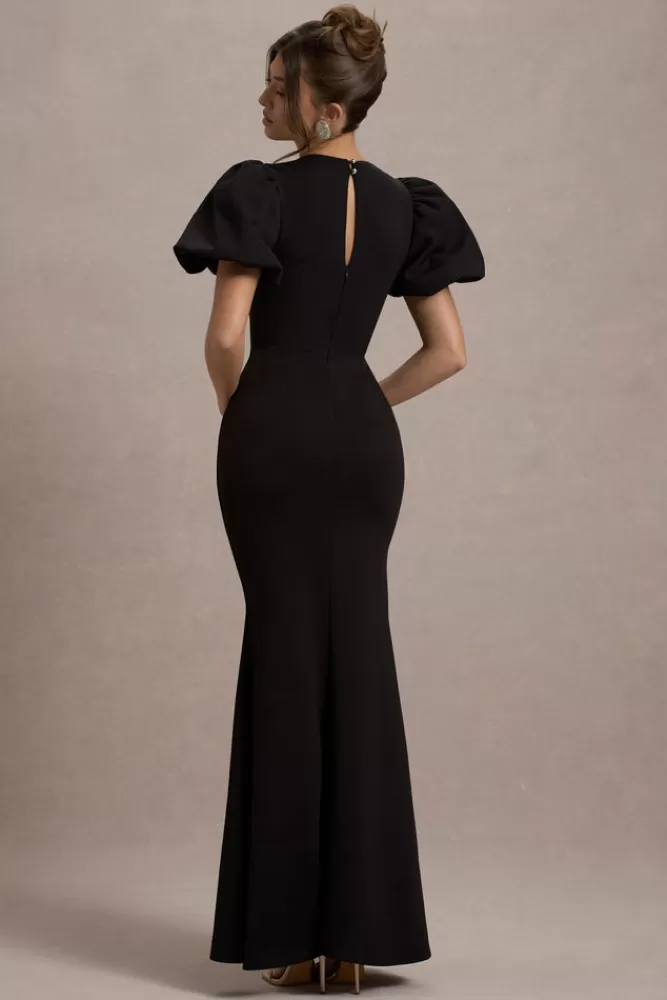 Abito Lungo con Maniche a Sbuffo Nero · Stile Romantico Club L London · Edizione Speciale a Prezzo Sorprendente ❤️