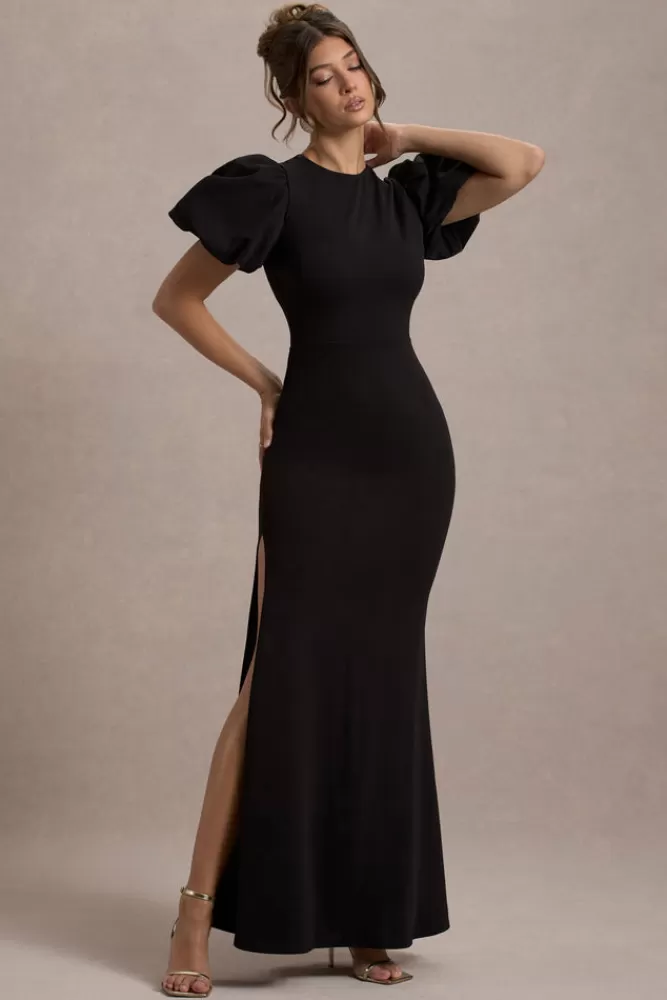 Abito Lungo con Maniche a Sbuffo Nero · Stile Romantico Club L London · Edizione Speciale a Prezzo Sorprendente ❤️