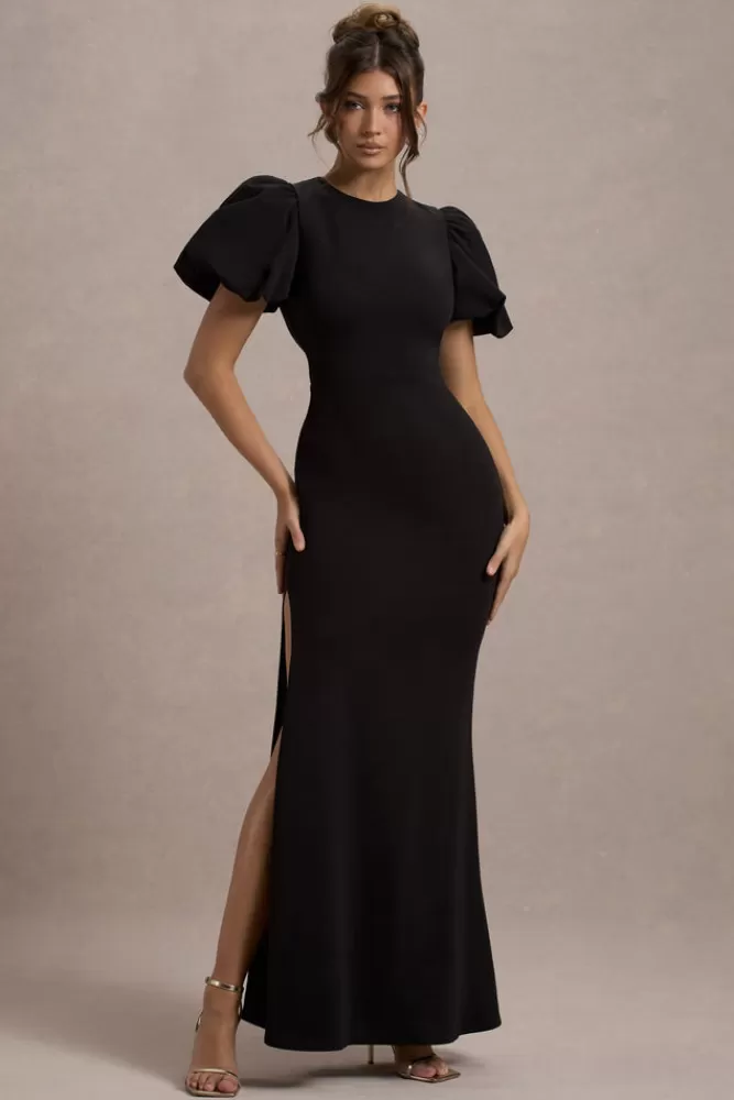 Abito Lungo con Maniche a Sbuffo Nero · Stile Romantico Club L London · Edizione Speciale a Prezzo Sorprendente ❤️