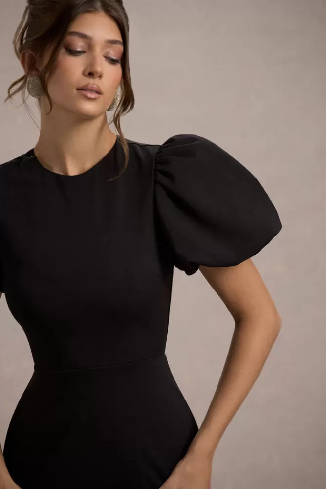 Abito Lungo con Maniche a Sbuffo Nero · Stile Romantico Club L London · Edizione Speciale a Prezzo Sorprendente ❤️