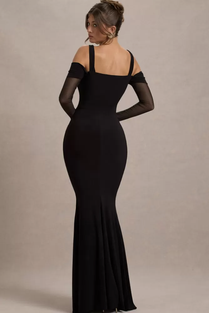 Abito Longuette con Maniche Lunghe e Scollatura Quadrata - Design Avvolgente e Drappeggi Eleganti, Nero Assoluto - Offerta Imperdibile di Club L London Milano

(：Milana→Milano，