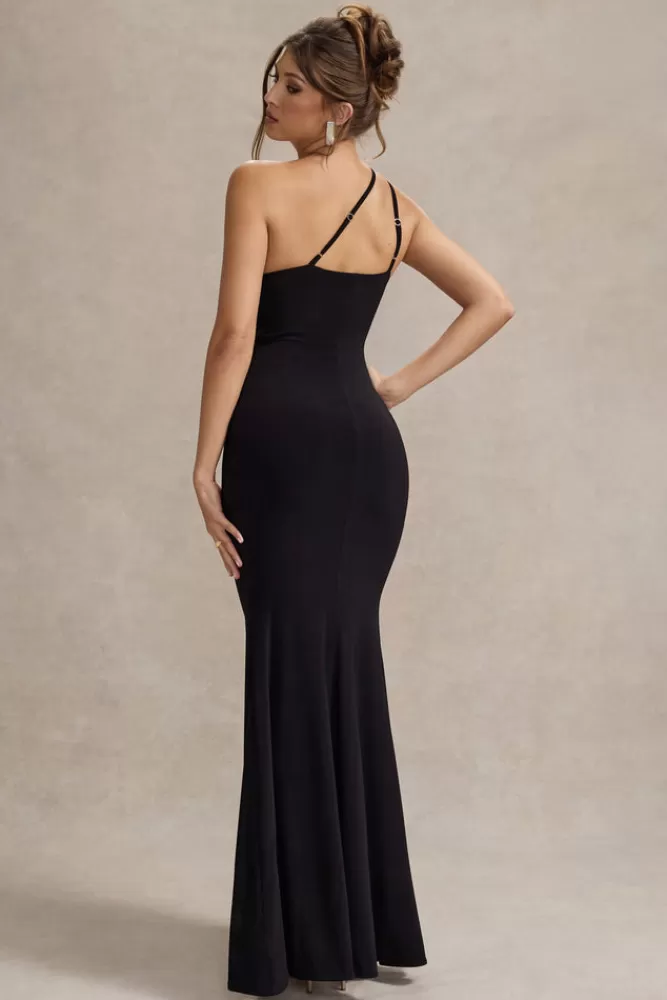 Promozione Esclusiva: Abito Longuette Elegante Senza Spalline con Dettaglio Asimmetrico e Torsione - Nero di Club L London Neroli
