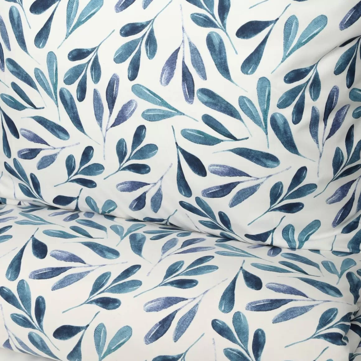 Set Lenzuola HOMLA Rinta in Microfibra con Disegno Foglie - Misura Matrimoniale 140x200 cm + Federa Singola 70x80, Bianco Verde Morbido per un Sonno Confortevile
