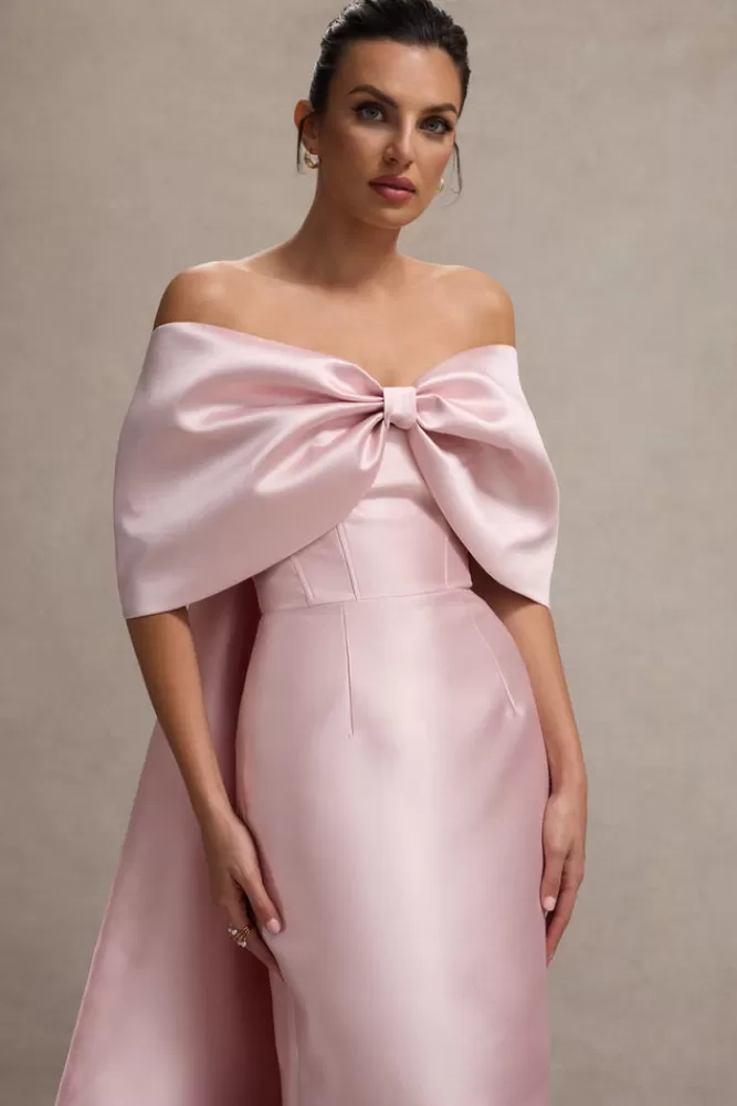 Abito Longuissimo in Satin Cipria con Cappuccio e Fiocco Gigante | Promozione Lampo Club L London