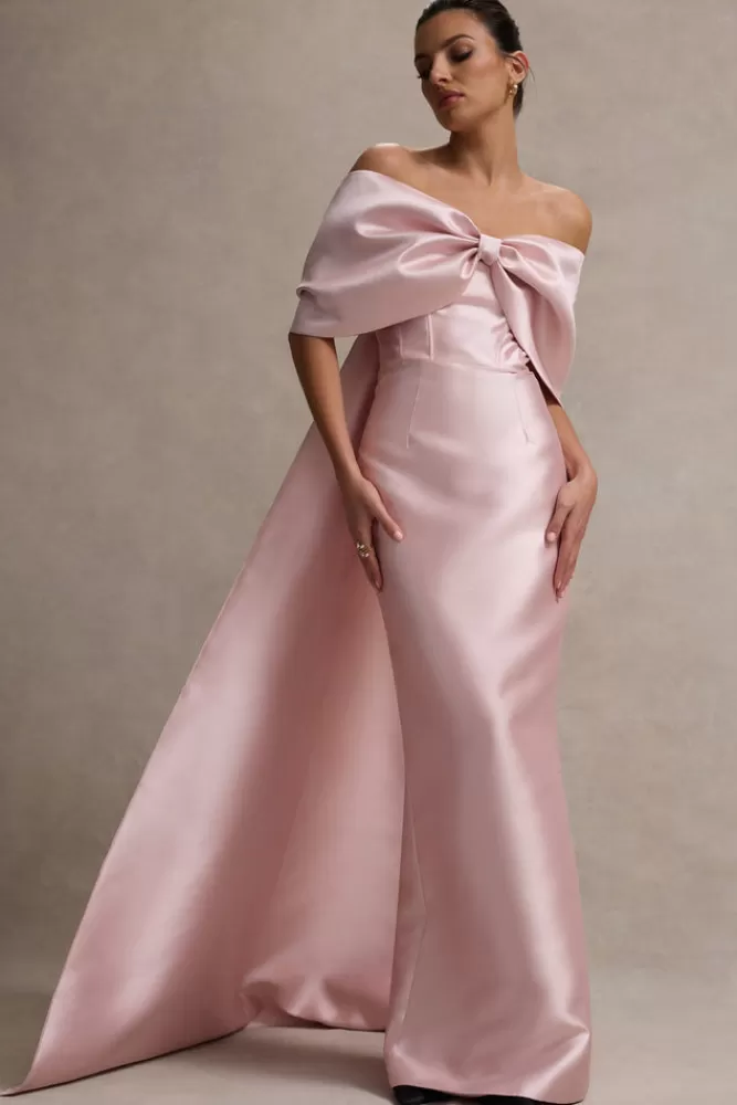 Abito Longuissimo in Satin Cipria con Cappuccio e Fiocco Gigante | Promozione Lampo Club L London