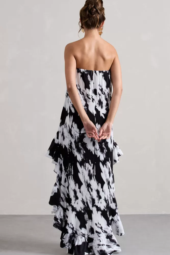 Vestito Elegante Bandeau in Chiffon Floreale Monocromatico - Svasato con Volant da Sera di Club L London 

Abbinamento perfetto per eventi speciali, disponibile nella collezione Whistler con dettaglio Monofloral in offerta limitata.
