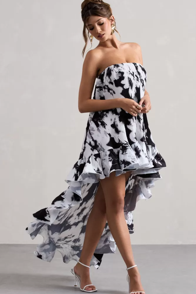 Vestito Elegante Bandeau in Chiffon Floreale Monocromatico - Svasato con Volant da Sera di Club L London 

Abbinamento perfetto per eventi speciali, disponibile nella collezione Whistler con dettaglio Monofloral in offerta limitata.